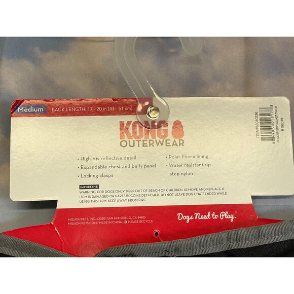 NWT KONG Dog Rip-Stop Water Resistant Reflective Black Blanket Jacket Size M - Picture 7 of 10